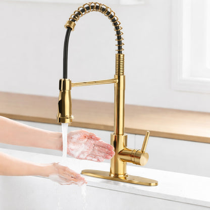 AIMADI Single Handle Touchless Pull Down Sprayer Kitchen Faucet with Advanced Spray 1 Hole Kitchen Sink Faucets in Brushed Gold