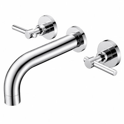 SUMERAIN Contemporary Double Handle Wall Mount Roman Tub Faucet with Valve in Chrome