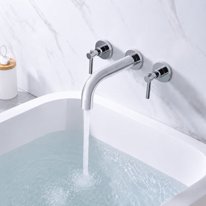 SUMERAIN Contemporary Double Handle Wall Mount Roman Tub Faucet with Valve in Chrome