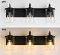 LNC Modern 21 7 in 3 Light Black Bathroom Vanity Light with Clear Glass Shades Dimmable Powder Room Wall Sconce BBVBJBLWS514899