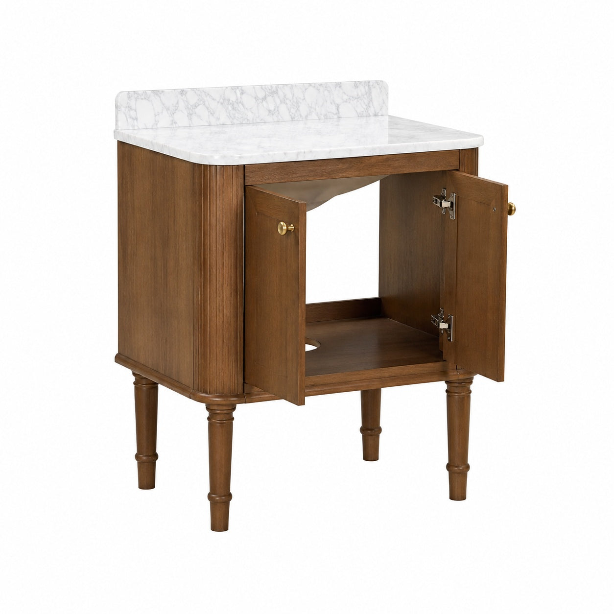 Home Decorators Collection Collette 30 in Single Sink Cinnamon Oak Bath Vanity with White Carrara Marble Top Assembled 23016 VS30 CO