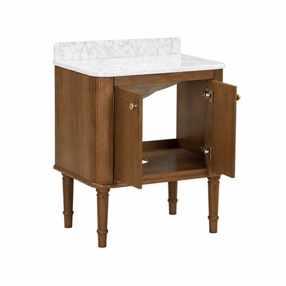 Home Decorators Collection Collette 30 in Single Sink Cinnamon Oak Bath Vanity with White Carrara Marble Top Assembled 23016 VS30 CO