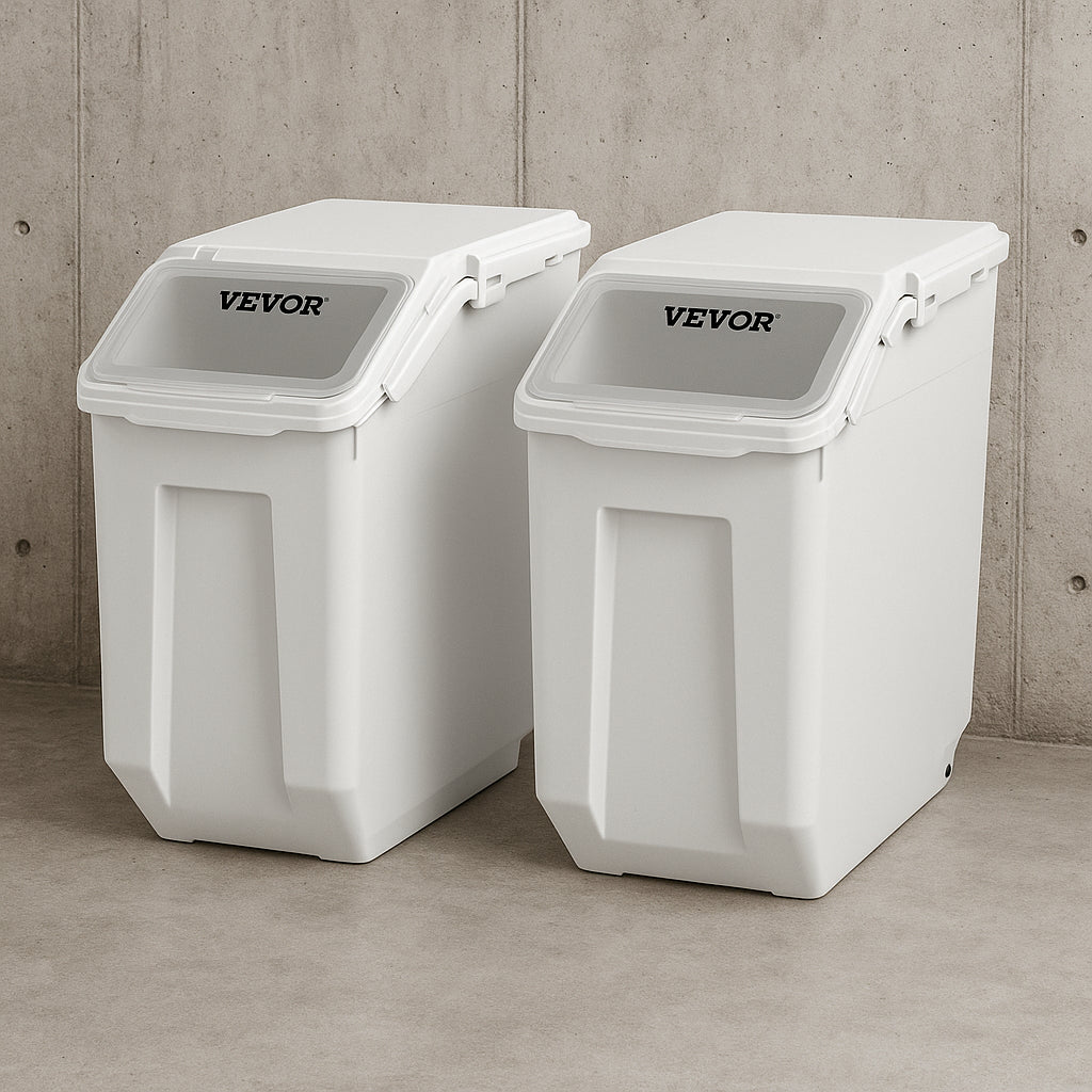 Ingredient Storage Bin 2 x 15 in. L Dispenser Bin with 2 Measuring Cups PP Material Kitchen Rice Cereal Flour Bin 840349949314 VEVOR