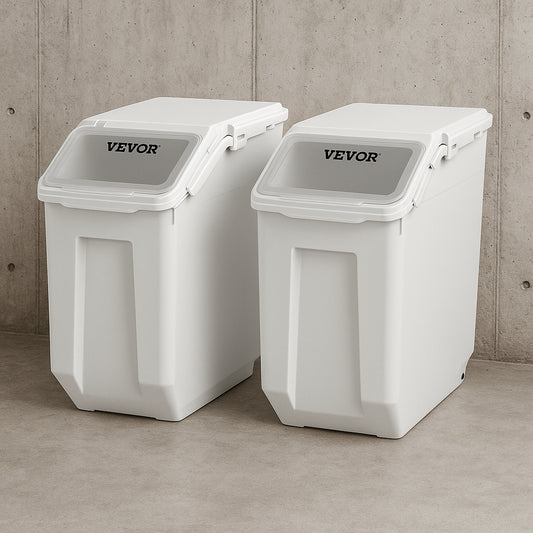 Ingredient Storage Bin 2 x 15 in. L Dispenser Bin with 2 Measuring Cups PP Material Kitchen Rice Cereal Flour Bin 840349949314 VEVOR