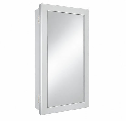Glacier Bay 15 1 4 in W x 26 in H Framed Recessed or Surface Mount Bathroom Medicine Cabinet with Mirror Gray 33154