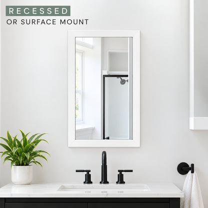 Glacier Bay 15 1 4 in W x 26 in H Framed Recessed or Surface Mount Bathroom Medicine Cabinet with Mirror in White 33153