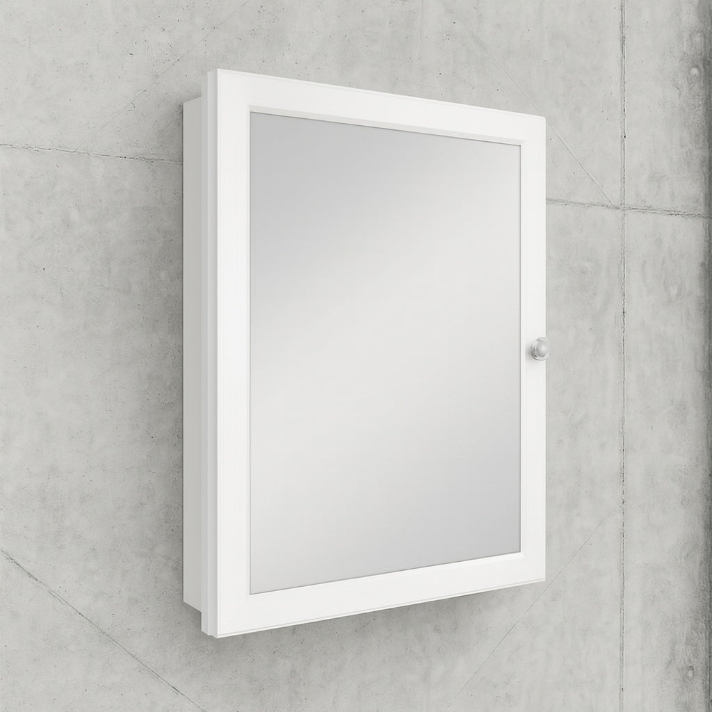 Glacier Bay 20 in W x 26 in H Rectangular Framed Recessed or Surface Mount Bathroom Medicine Cabinet with Mirror White
