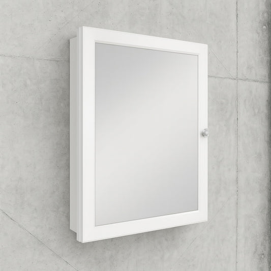 Glacier Bay 20 in W x 26 in H Rectangular Framed Recessed or Surface Mount Bathroom Medicine Cabinet with Mirror White