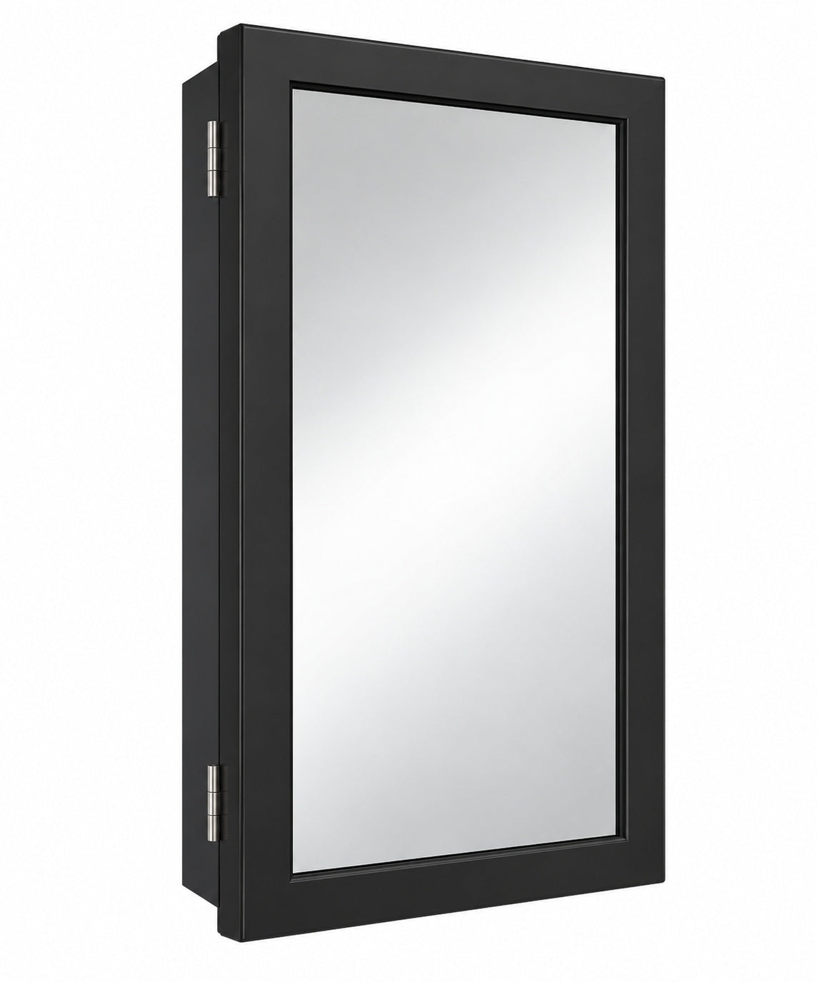 Glacier Bay 15 1 4 in W x 26 in H Rectangular Framed Recessed or Surface Mount Bathroom Medicine Cabinet with Mirror Black 24357