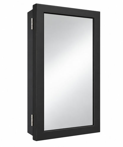 Glacier Bay 15 1 4 in W x 26 in H Rectangular Framed Recessed or Surface Mount Bathroom Medicine Cabinet with Mirror Black 24357