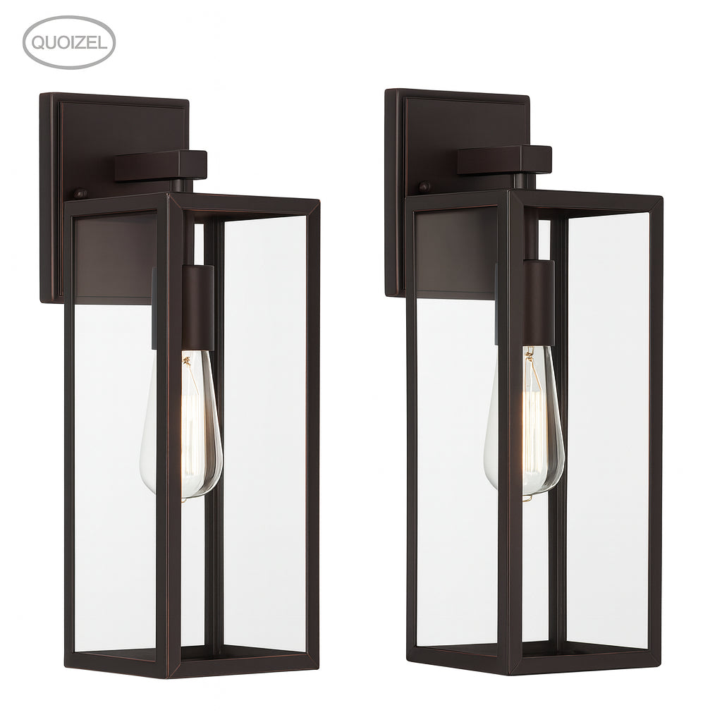 Hukoro Martin 17.5 in. 1-Light Bronze Hardwired Outdoor Wall Lantern Sconce with No Bulbs Included(2-Pack)