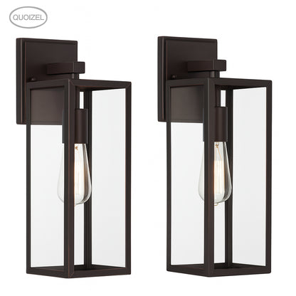 Hukoro Martin 17.5 in. 1-Light Bronze Hardwired Outdoor Wall Lantern Sconce with No Bulbs Included(2-Pack)