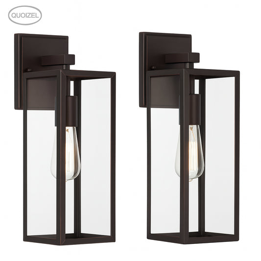 Hukoro Martin 17.5 in. 1-Light Bronze Hardwired Outdoor Wall Lantern Sconce with No Bulbs Included(2-Pack)