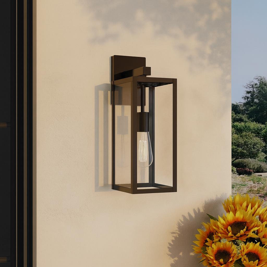 Hukoro Martin 17.5 in. 1-Light Bronze Hardwired Outdoor Wall Lantern Sconce with No Bulbs Included(2-Pack)