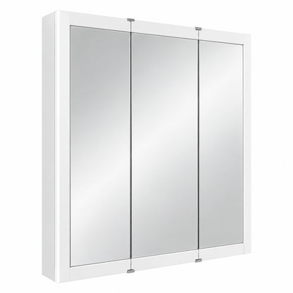Glacier Bay 30 3 16 in W x 29 in H Framed Surface Mount Tri View Bathroom Medicine Cabinet with Mirror White 33158