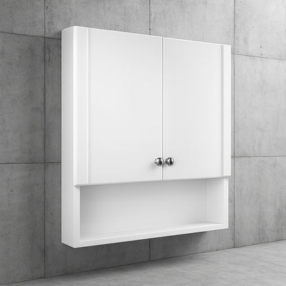 22 7/8 in. W. x 27 7/8 in. H Framed Surface Mount Rectangular Bathroom Medicine Cabinet with Mirror, White 33155