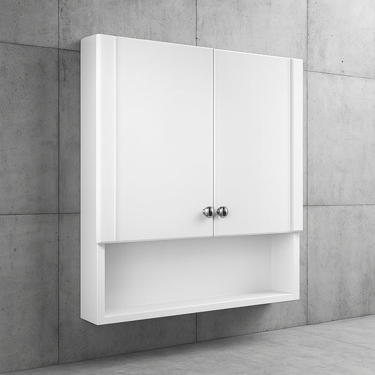 22 7/8 in. W. x 27 7/8 in. H Framed Surface Mount Rectangular Bathroom Medicine Cabinet with Mirror, White 33155