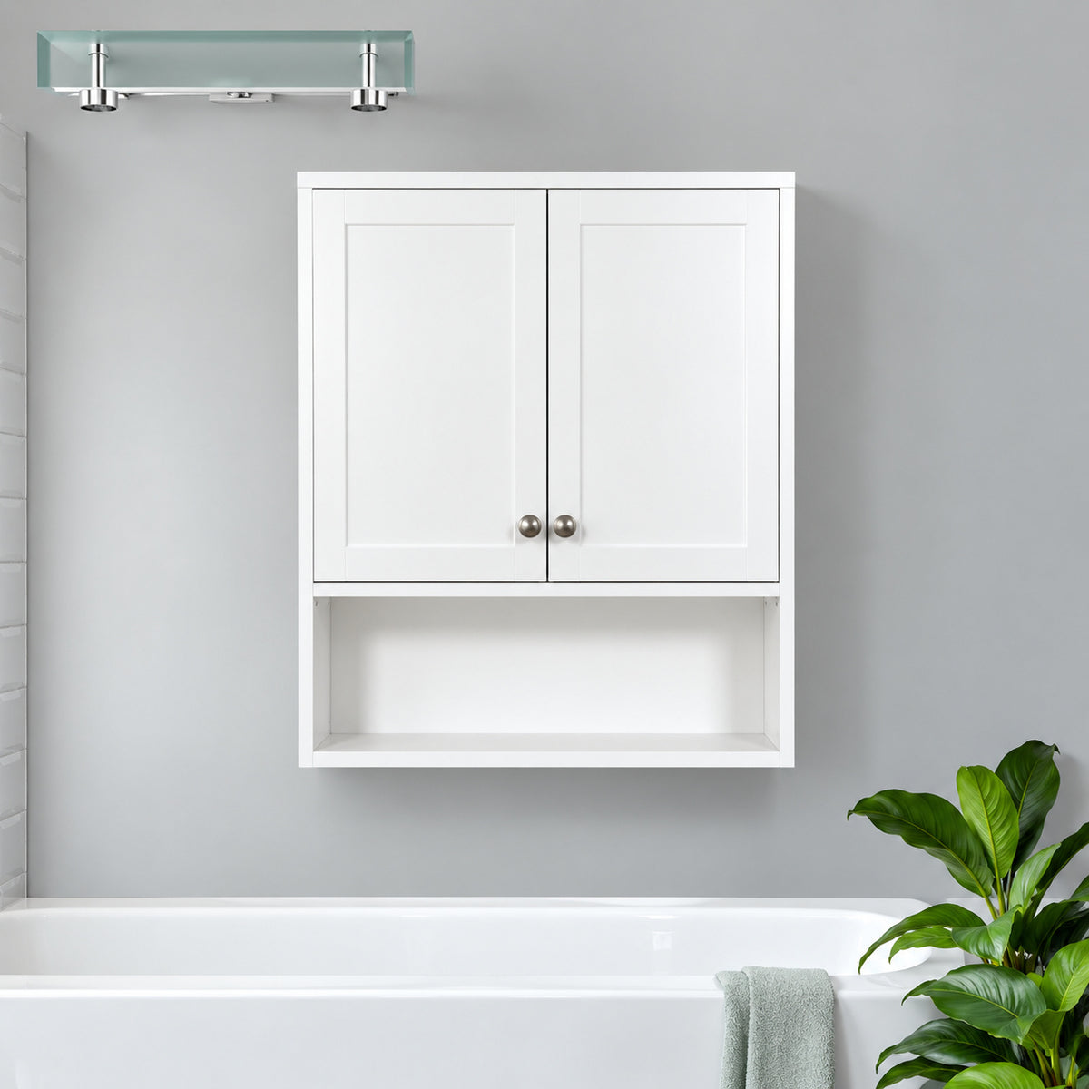 Glacier Bay 22 7 8 in W x 27 7 8 in H Framed Surface Mount Rectangular Bathroom Medicine Cabinet with Mirror White 33155