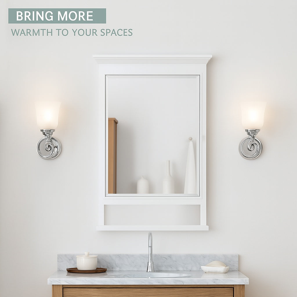 23-1/2 in. W x 32-1/2 in. H Framed Surface-Mount Bathroom Medicine Cabinet with Mirror, White