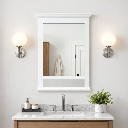 Glacier Bay 23 1 2 in W x 32 1 2 in H Framed Surface Mount Bathroom Medicine Cabinet with Mirror White 26241