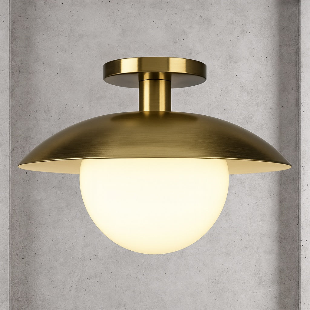 Alvia 14.5 in. Brass Semi Flush Mount with Glass Shade SF1955