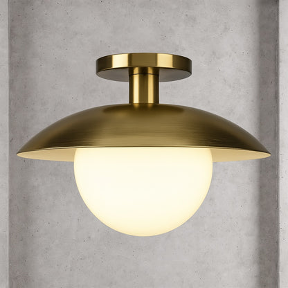 Alvia 14.5 in. Brass Semi Flush Mount with Glass Shade SF1955
