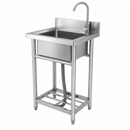 VEVOR Stainless Steel Utility Sink 1 Compartment 16 x 13 x 8 7 in Commercial Single Bowl Sinks