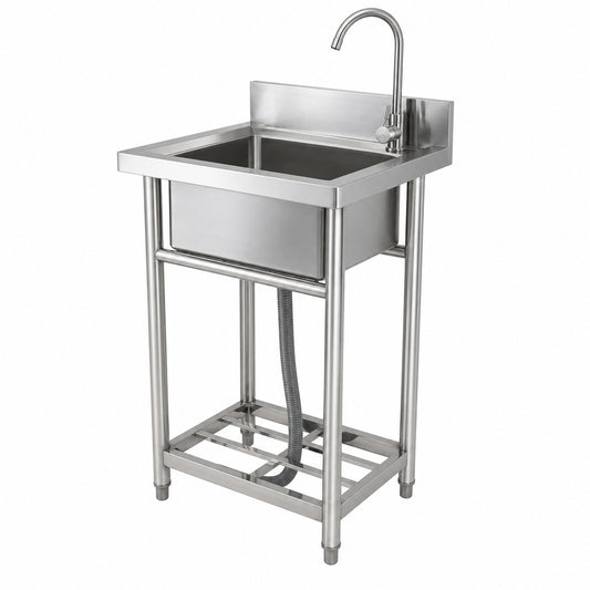 VEVOR Stainless Steel Utility Sink 1 Compartment 16 x 13 x 8 7 in Commercial Single Bowl Sinks