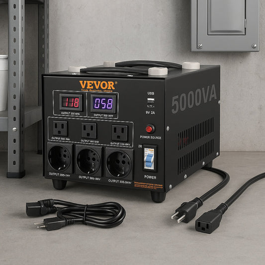 Voltage Converter Transformer 5000 Watt Up/Down Transformer 110V/220 Volt with US/EU Outlet 5 Volt USB Port CE Certified DYZHQ110V230VQLPQV1