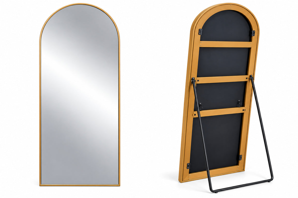 LuxHomez 24 in W x 71 in H Oversized Modern Arch Wood Full Length Gold Wall Mounted Standing Mirror Floor Mirror GGI AWMGD 4