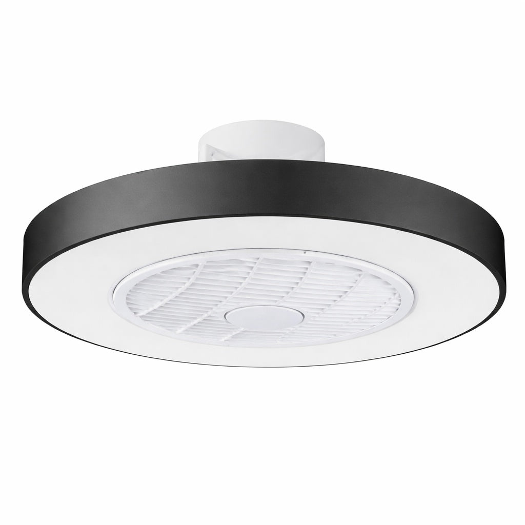 TOZING 21 in Integrated LED Indoor Modern Black Round Style Enclosed Flush Mount Ceiling Fan Light with Remote Control