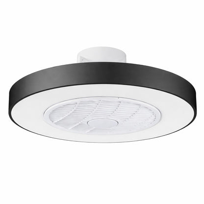 TOZING 21 in Integrated LED Indoor Modern Black Round Style Enclosed Flush Mount Ceiling Fan Light with Remote Control
