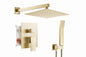 MTTCLE 1 Spray Square High Pressure Shower Faucet Set with Hand Shower in Brushed Gold Valve Included