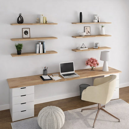 HARDWOOD REFLECTIONS 48 in W x 10 in D Unfinished Natural Birch Floating Decorative Wall Shelf