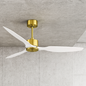 Breezary Sawyer 52 in Integrated LED Indoor Gold White Blades Ceiling Fans with Light and Remote Control 30007 WH
