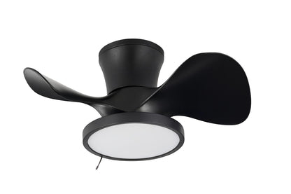 QRMOK 22 in. LED Indoor Black Small Ceiling Fan with Light and Remote and Reversible DC Motor 3 Blades