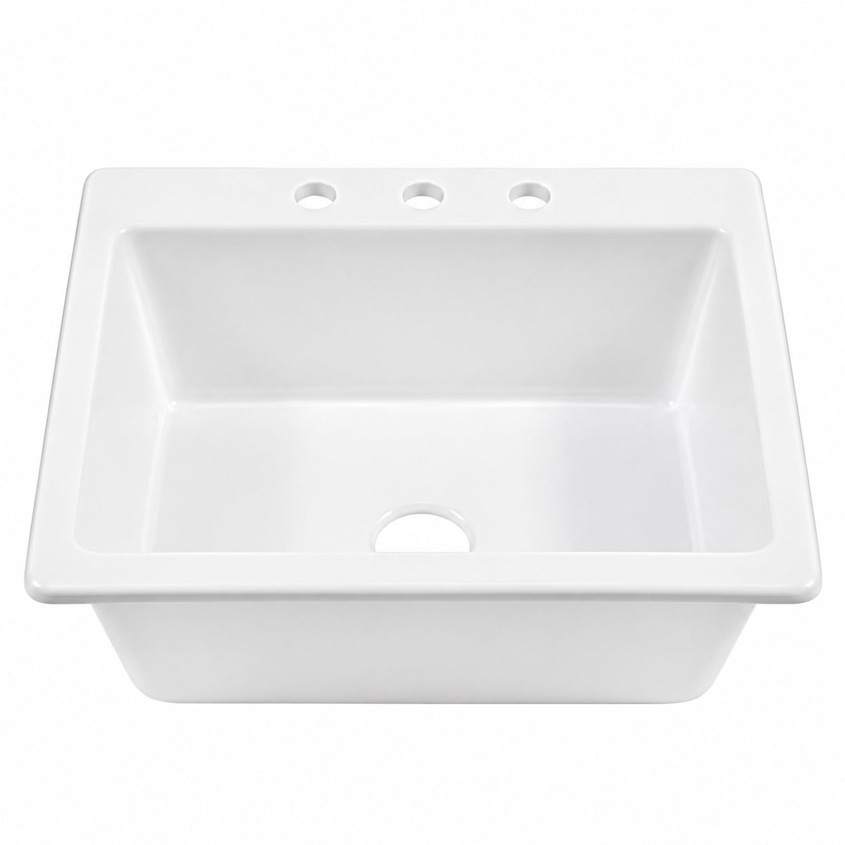 SINKOLOGY Jackson 25 in 3 Hole Drop In Single Bowl Crisp White Fireclay Kitchen Sink with