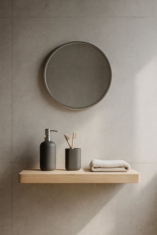 31.5 in. W x 31.5 in. H Wood Distressed Two-Toned Framed Mirror