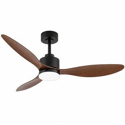 Breezary Sawyer 52 in Integrated LED Indoor Brown Blade Black Ceiling Fans with Light and Remote Control 30007 BW