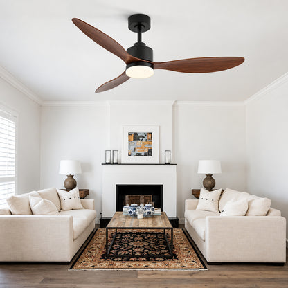 Breezary Sawyer 52 in Integrated LED Indoor Brown Blade Black Ceiling Fans with Light and Remote Control 30007 BW