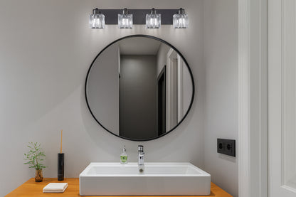 EDISLIVE Orillia 27.5 in. 4-Light Black Bathroom Vanity Light with Crystal Shades