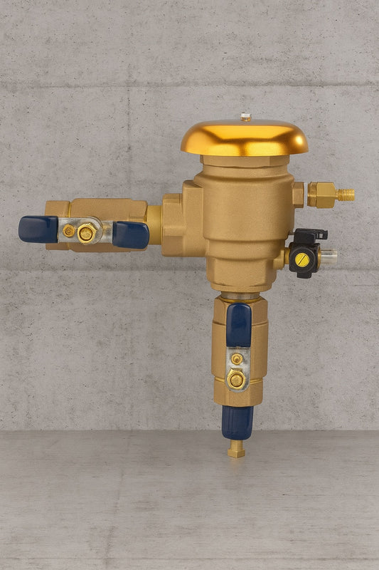 1 in. Bronze Pressure Vacuum Breaker Backflow Preventer with Quarter Turn Shutoff and Tee Handles, Freeze Sensor