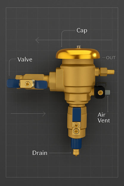 1 in. Bronze Pressure Vacuum Breaker Backflow Preventer with Quarter Turn Shutoff and Tee Handles, Freeze Sensor