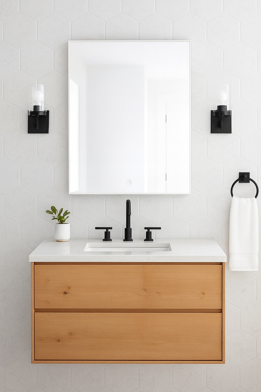 Glacier Bay 24 in. W x 30 in. H Rectangular Brushed Nickel Medicine Cabinet with Mirror