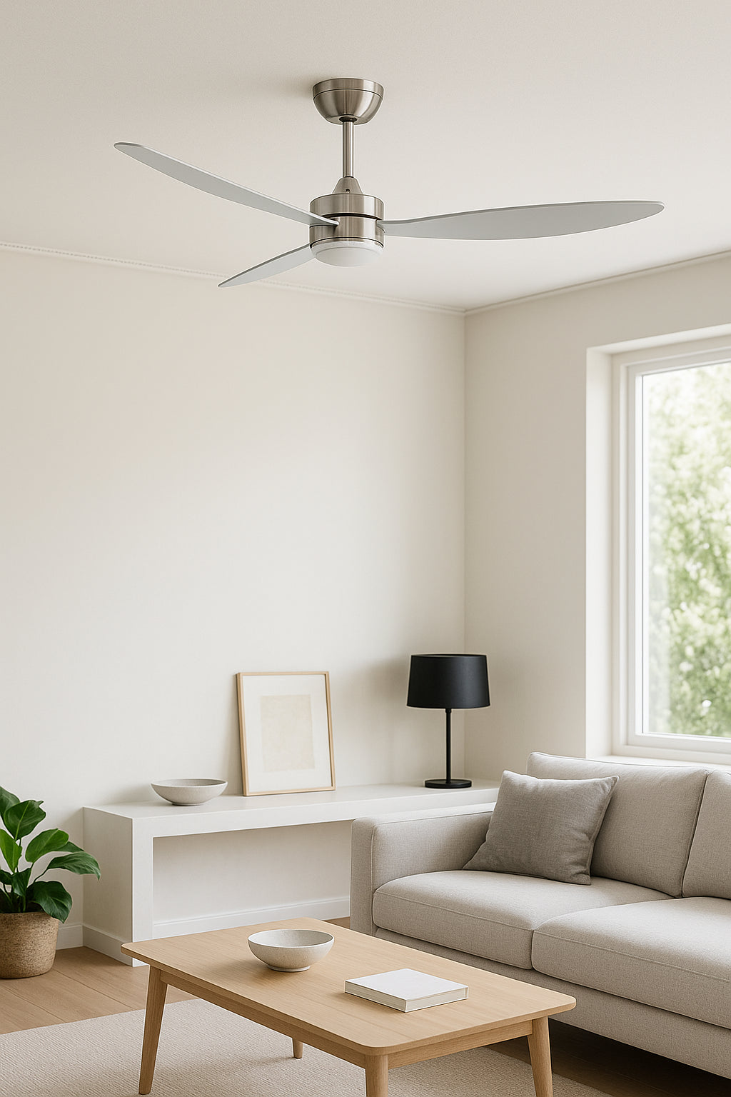 Sawyer 52 in. Integrated LED Indoor Brushed Nickel Ceiling Fans with Light and Remote Control 30007 BN