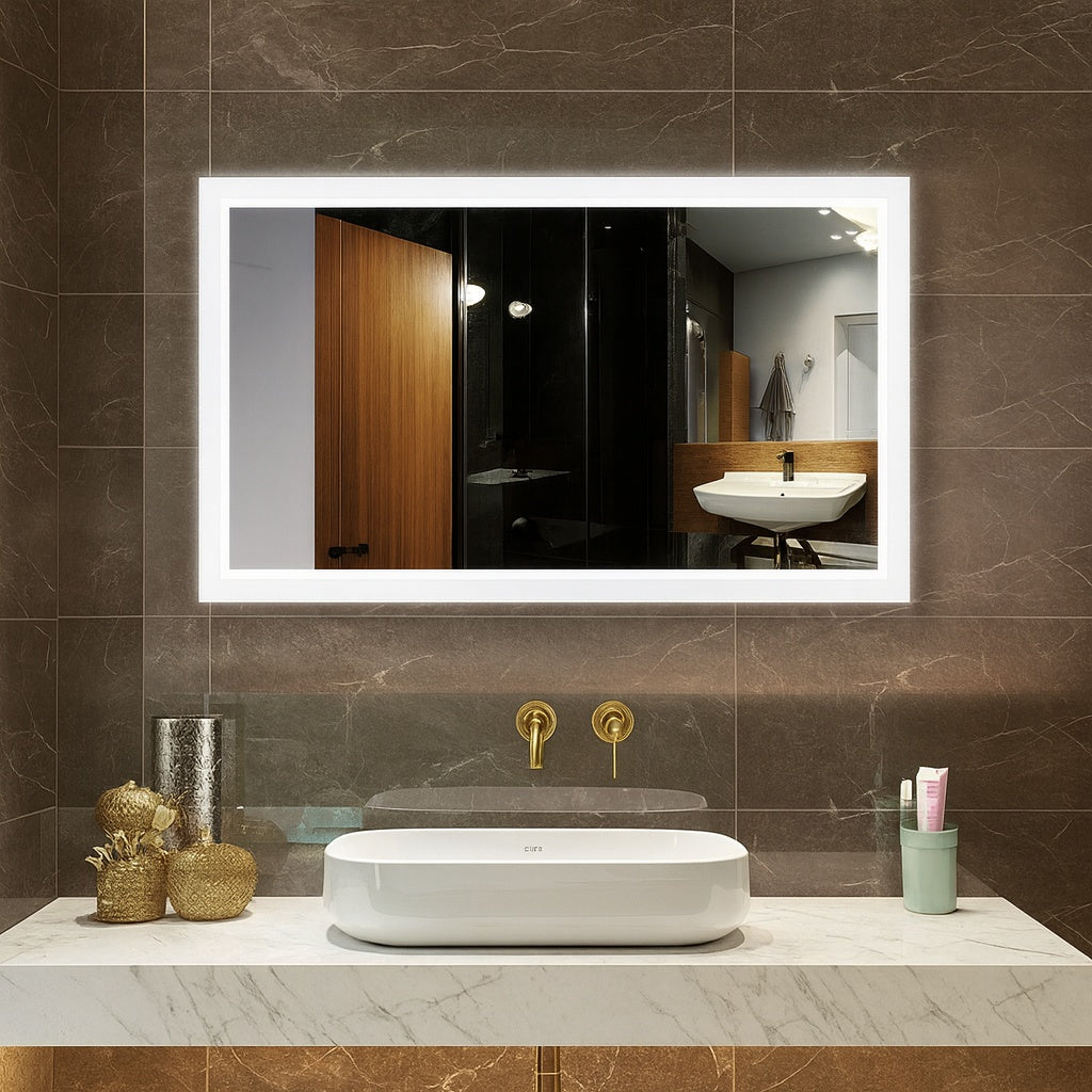 40 in. W x 24 in. H Rectangular Frameless LED Light Anti-Fog Wall Bathroom Vanity Mirror with Frontlit and Backlit