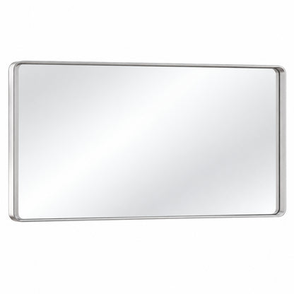 TETOTE 48 in W x 30 in H Rectangular Aluminum Framed Wall Mount Bathroom Vanity Mirror in Silver