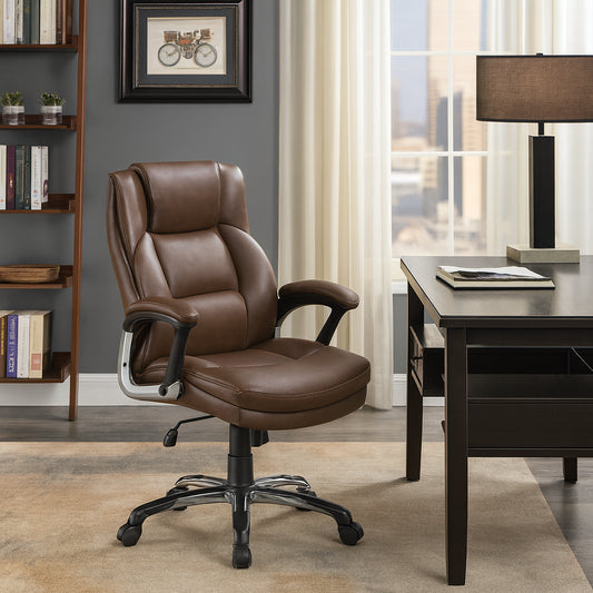 Coaster Nerris Faux Leather Padded Arm Adjustable Height Office Chair in Brown and Black with Arms