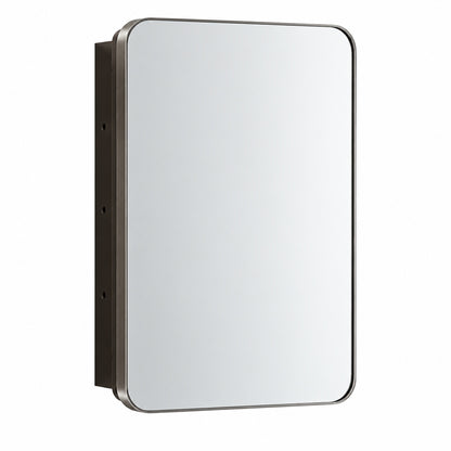 17 in W x 25 in H Rectangular Black Stainless Steels Framed Recessed Surface Mount Medicine Cabinet with Mirror hd JGYJ4060BK