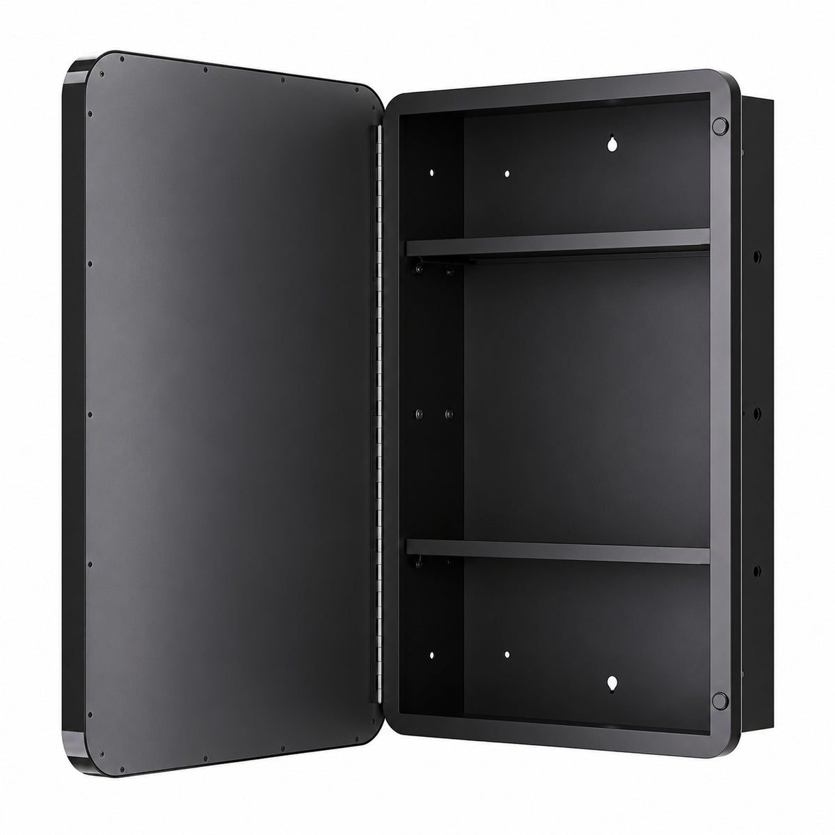17 in W x 25 in H Rectangular Black Stainless Steels Framed Recessed Surface Mount Medicine Cabinet with Mirror hd JGYJ4060BK